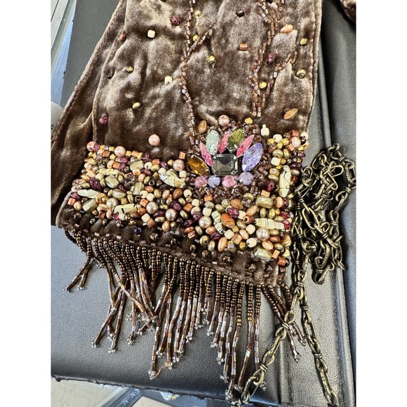VTG Mary Frances Beaded 100% Silk Velvet Bag  Velvet Crossbody Scarf Set Purse - Picture 8 of 16